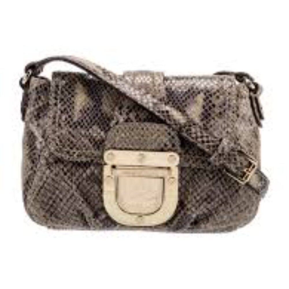 Michael Kors Snake Skin Gold Hardware Cross Body Bag in Tan & Brown Tones EUC